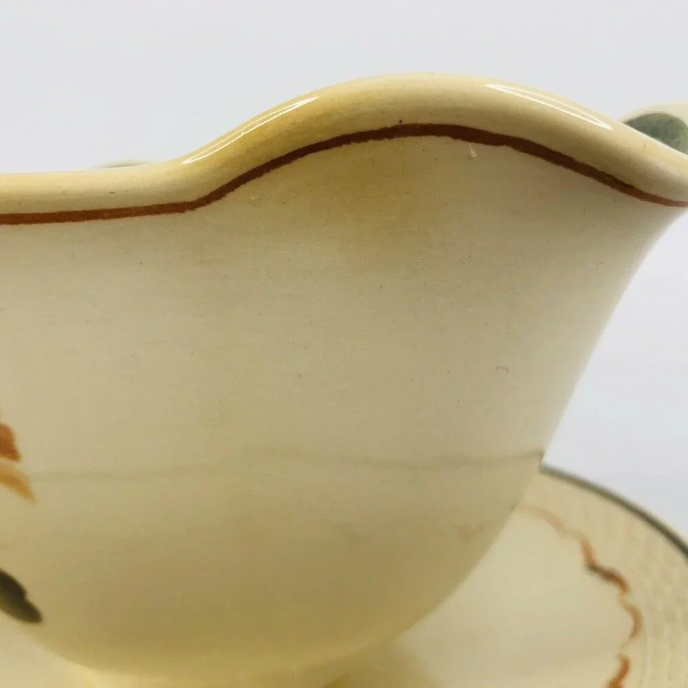 Royal Copenhagen Zinnia Gravy Boat Fajance Attached Underplate Sauce Dish Denmar